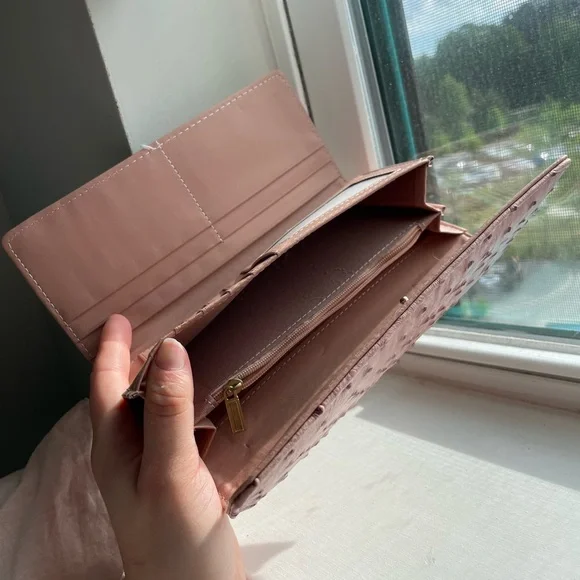 Pink Ostrich-Embossed Wallet - Picture 7 of 9